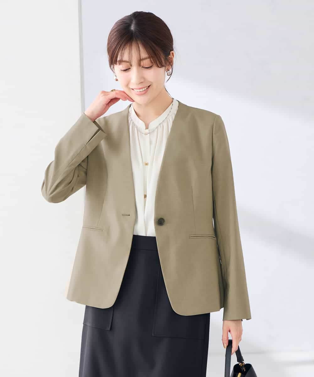 KBDGE30109 a.v.v(アー・ヴェ・ヴェ) 【接触冷感/イージーケア/UVカット/吸水速乾】サマーストレッチノーカラージャケット ネイビー