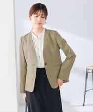 KBDGE30109 a.v.v(アー・ヴェ・ヴェ) 【接触冷感/イージーケア/UVカット/吸水速乾】サマーストレッチノーカラージャケット ネイビー