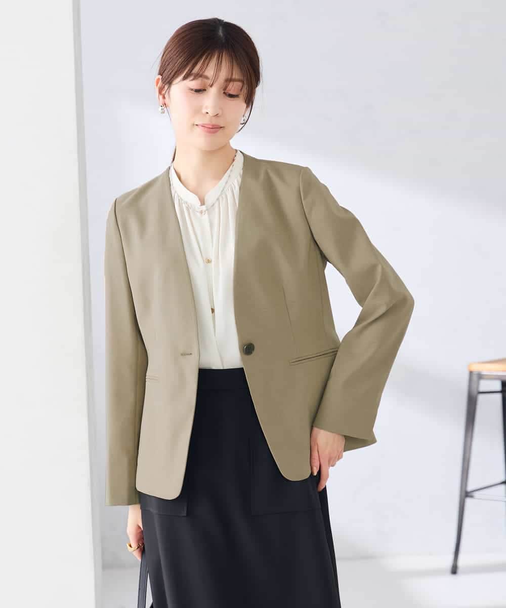 KBDGE30109 a.v.v(アー・ヴェ・ヴェ) 【接触冷感/イージーケア/UVカット/吸水速乾】サマーストレッチノーカラージャケット ネイビー