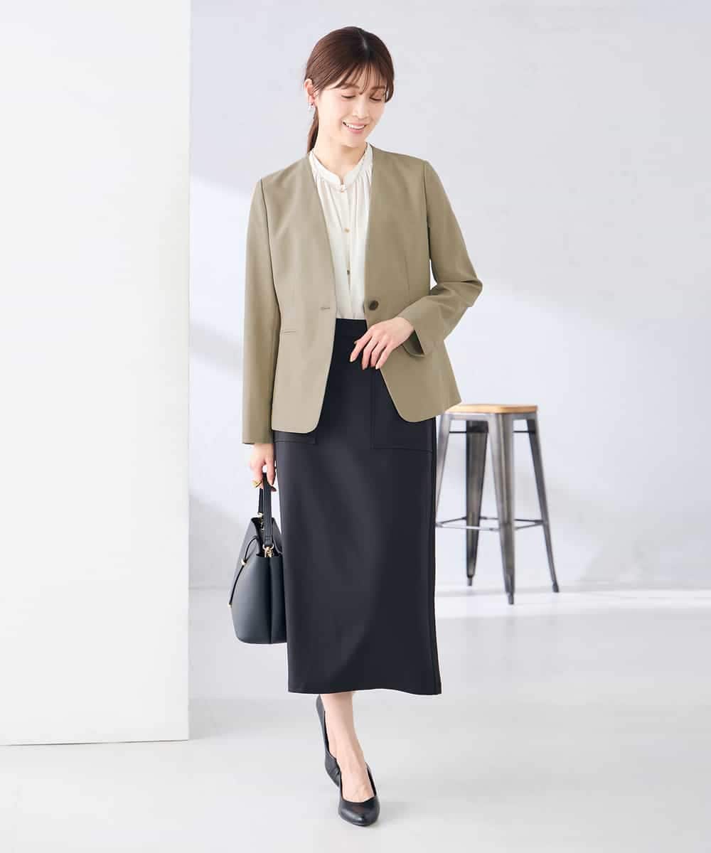 KBDGE30109 a.v.v(アー・ヴェ・ヴェ) 【接触冷感/イージーケア/UVカット/吸水速乾】サマーストレッチノーカラージャケット ネイビー