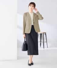 KBDGE30109 a.v.v(アー・ヴェ・ヴェ) 【接触冷感/イージーケア/UVカット/吸水速乾】サマーストレッチノーカラージャケット ネイビー