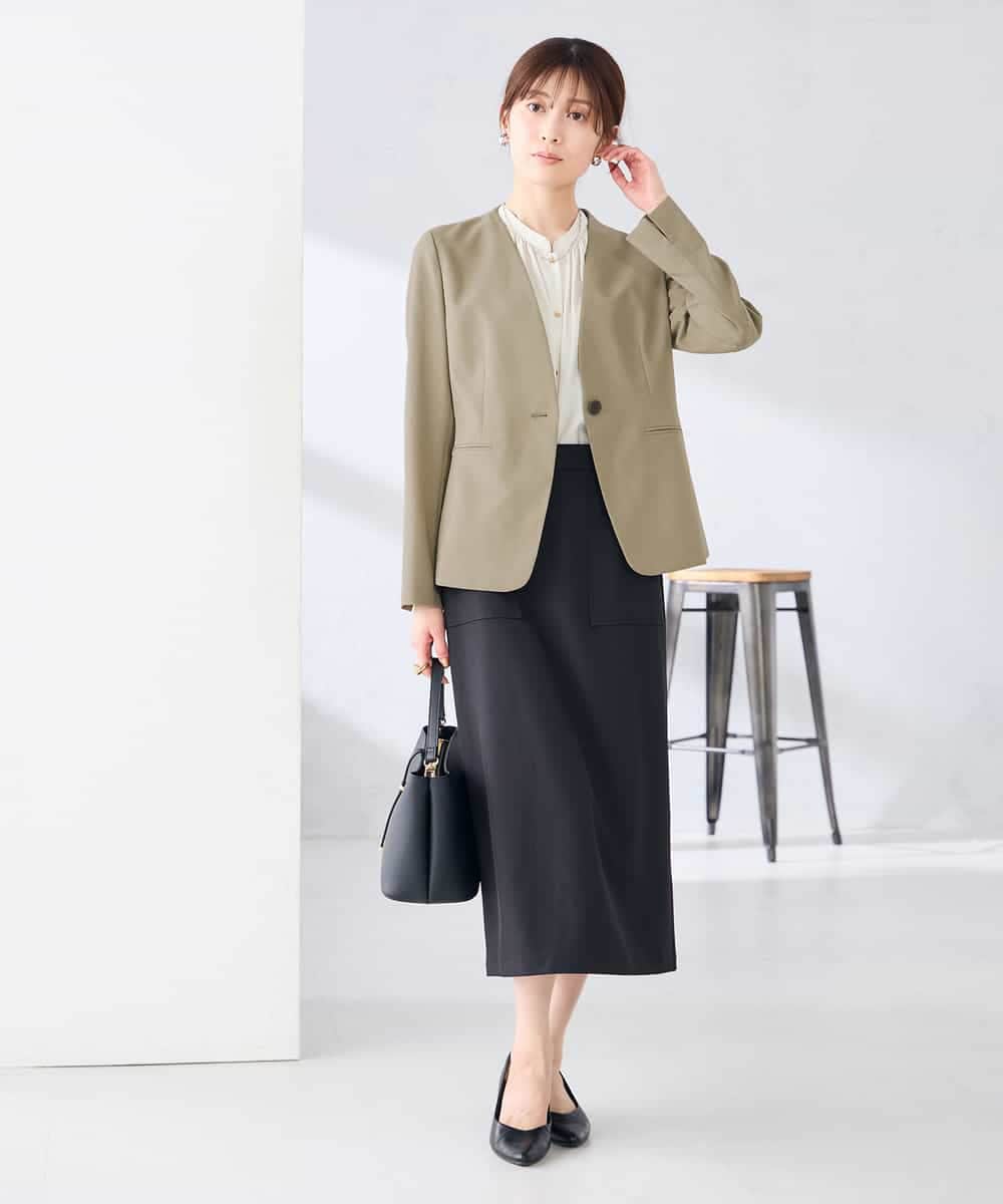 KBDGE30109 a.v.v(アー・ヴェ・ヴェ) 【接触冷感/イージーケア/UVカット/吸水速乾】サマーストレッチノーカラージャケット ネイビー