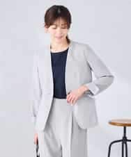 KBDGE30109 a.v.v(アー・ヴェ・ヴェ) 【接触冷感/イージーケア/UVカット/吸水速乾】サマーストレッチノーカラージャケット ネイビー