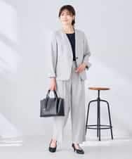 KBDGE30109 a.v.v(アー・ヴェ・ヴェ) 【接触冷感/イージーケア/UVカット/吸水速乾】サマーストレッチノーカラージャケット ネイビー