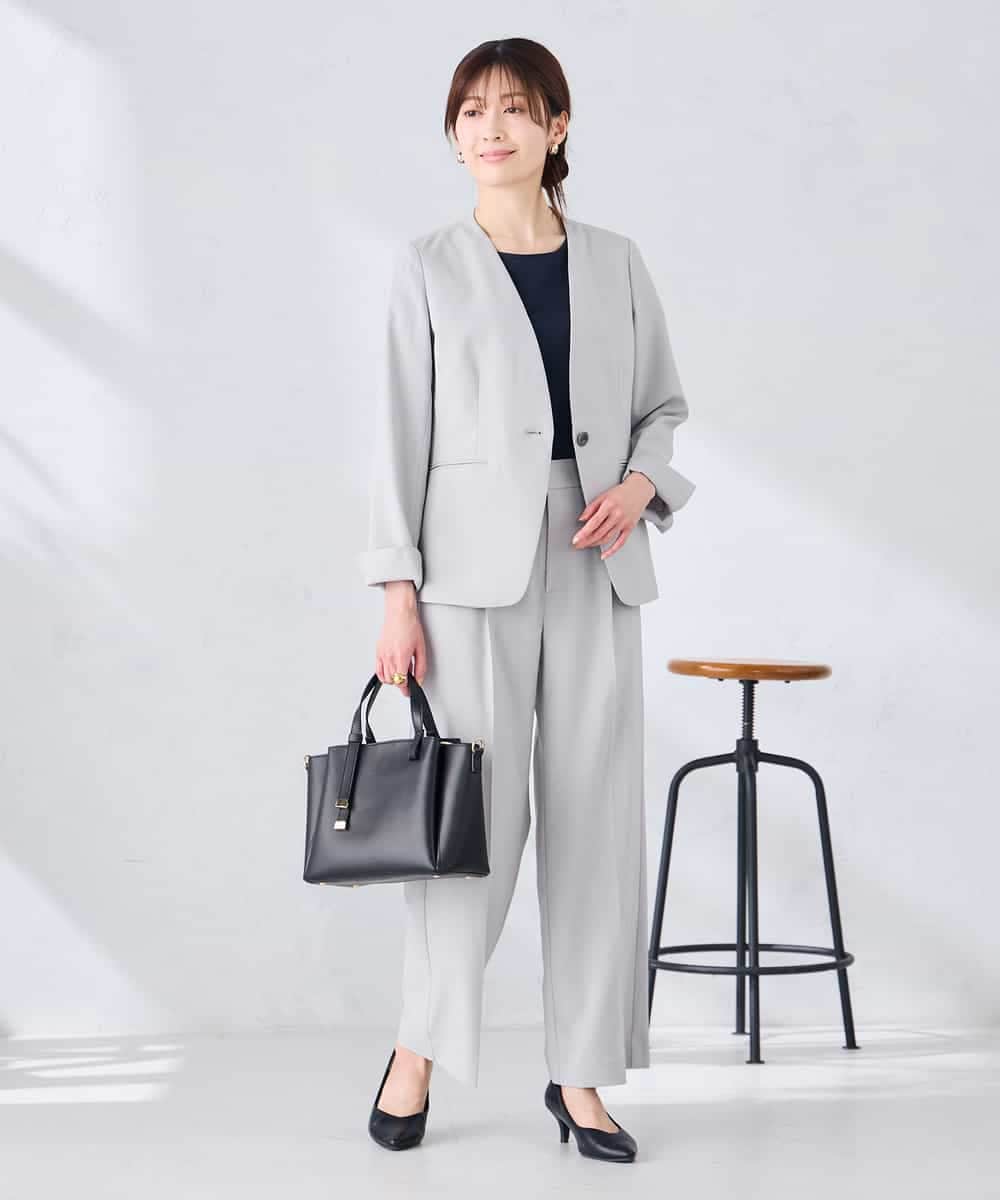 KBDGE30109 a.v.v(アー・ヴェ・ヴェ) 【接触冷感/イージーケア/UVカット/吸水速乾】サマーストレッチノーカラージャケット ネイビー