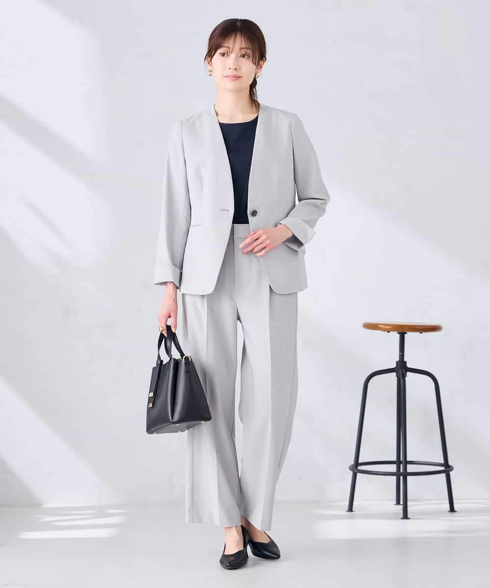 KBDGE30109 a.v.v(アー・ヴェ・ヴェ) 【接触冷感/イージーケア/UVカット/吸水速乾】サマーストレッチノーカラージャケット ネイビー