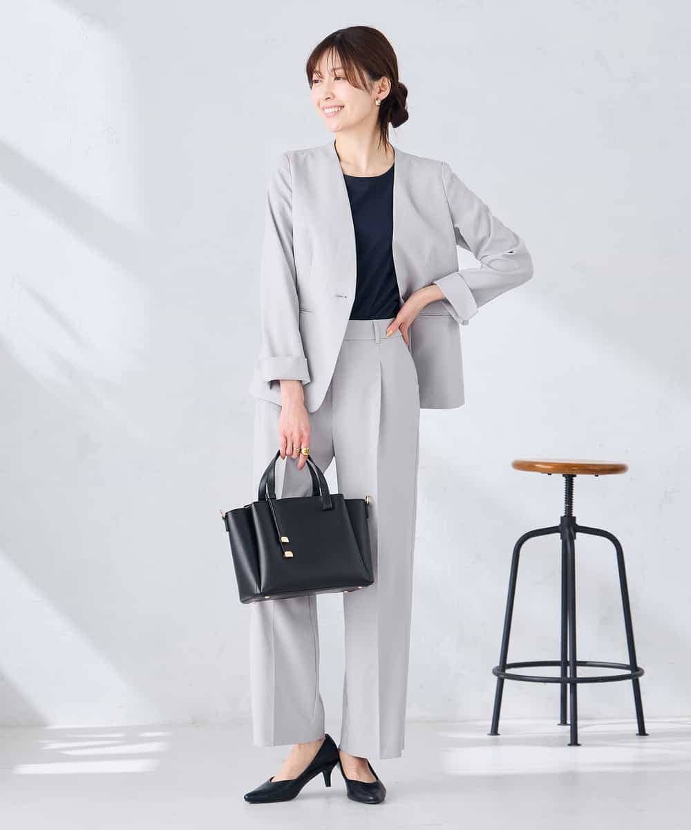 KBDGE30109 a.v.v(アー・ヴェ・ヴェ) 【接触冷感/イージーケア/UVカット/吸水速乾】サマーストレッチノーカラージャケット ネイビー