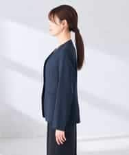 KBDGE30109 a.v.v(アー・ヴェ・ヴェ) 【接触冷感/イージーケア/UVカット/吸水速乾】サマーストレッチノーカラージャケット ネイビー