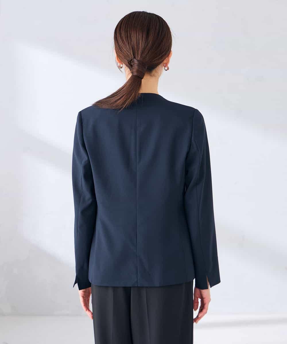 KBDGE30109 a.v.v(アー・ヴェ・ヴェ) 【接触冷感/イージーケア/UVカット/吸水速乾】サマーストレッチノーカラージャケット ネイビー