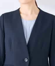 KBDGE30109 a.v.v(アー・ヴェ・ヴェ) 【接触冷感/イージーケア/UVカット/吸水速乾】サマーストレッチノーカラージャケット ネイビー