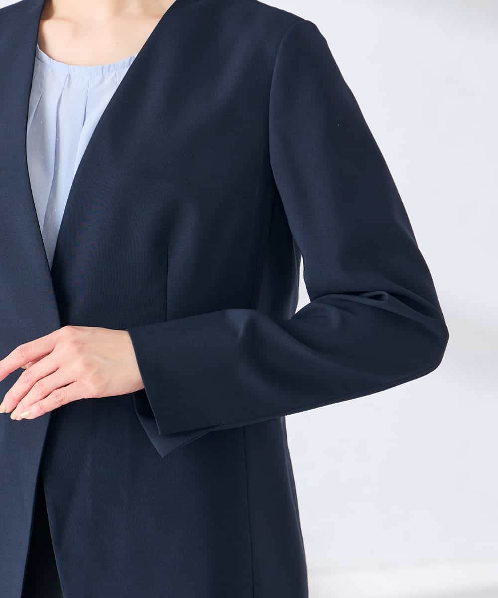 KBDGE30109 a.v.v(アー・ヴェ・ヴェ) 【接触冷感/イージーケア/UVカット/吸水速乾】サマーストレッチノーカラージャケット ネイビー