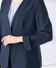 KBDGE30109 a.v.v(アー・ヴェ・ヴェ) 【接触冷感/イージーケア/UVカット/吸水速乾】サマーストレッチノーカラージャケット ネイビー