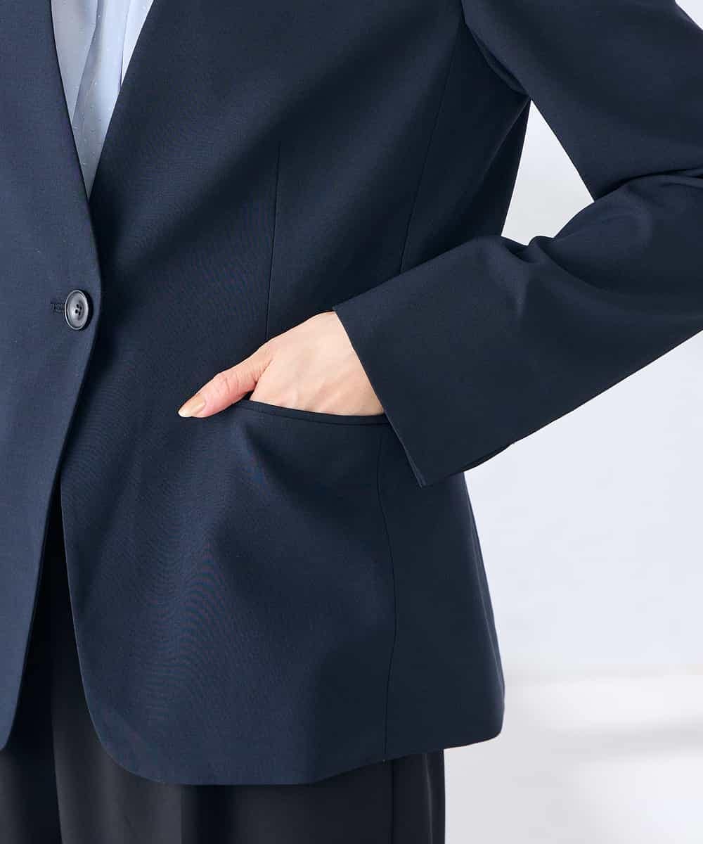 KBDGE30109 a.v.v(アー・ヴェ・ヴェ) 【接触冷感/イージーケア/UVカット/吸水速乾】サマーストレッチノーカラージャケット ネイビー