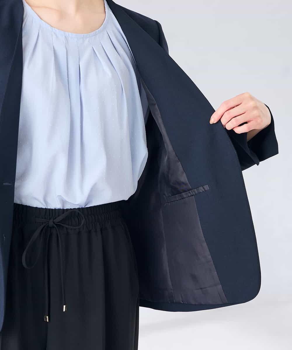 KBDGE30109 a.v.v(アー・ヴェ・ヴェ) 【接触冷感/イージーケア/UVカット/吸水速乾】サマーストレッチノーカラージャケット ネイビー