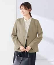 KBDGE30109 a.v.v(アー・ヴェ・ヴェ) 【接触冷感/イージーケア/UVカット/吸水速乾】サマーストレッチノーカラージャケット ベージュ