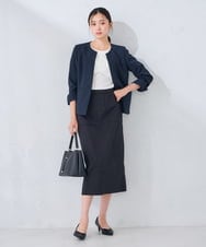 KBDGE31109 a.v.v(アー・ヴェ・ヴェ) 【接触冷感/イージーケア/UVカット/吸水速乾】サマーストレッチキーネックジャケット ネイビー