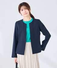 KBDGE31109 a.v.v(アー・ヴェ・ヴェ) 【接触冷感/イージーケア/UVカット/吸水速乾】サマーストレッチキーネックジャケット ネイビー