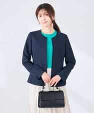 KBDGE31109 a.v.v(アー・ヴェ・ヴェ) 【接触冷感/イージーケア/UVカット/吸水速乾】サマーストレッチキーネックジャケット ネイビー