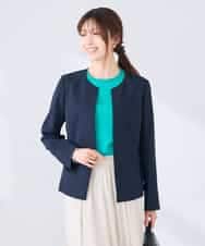 KBDGE31109 a.v.v(アー・ヴェ・ヴェ) 【接触冷感/イージーケア/UVカット/吸水速乾】サマーストレッチキーネックジャケット ネイビー