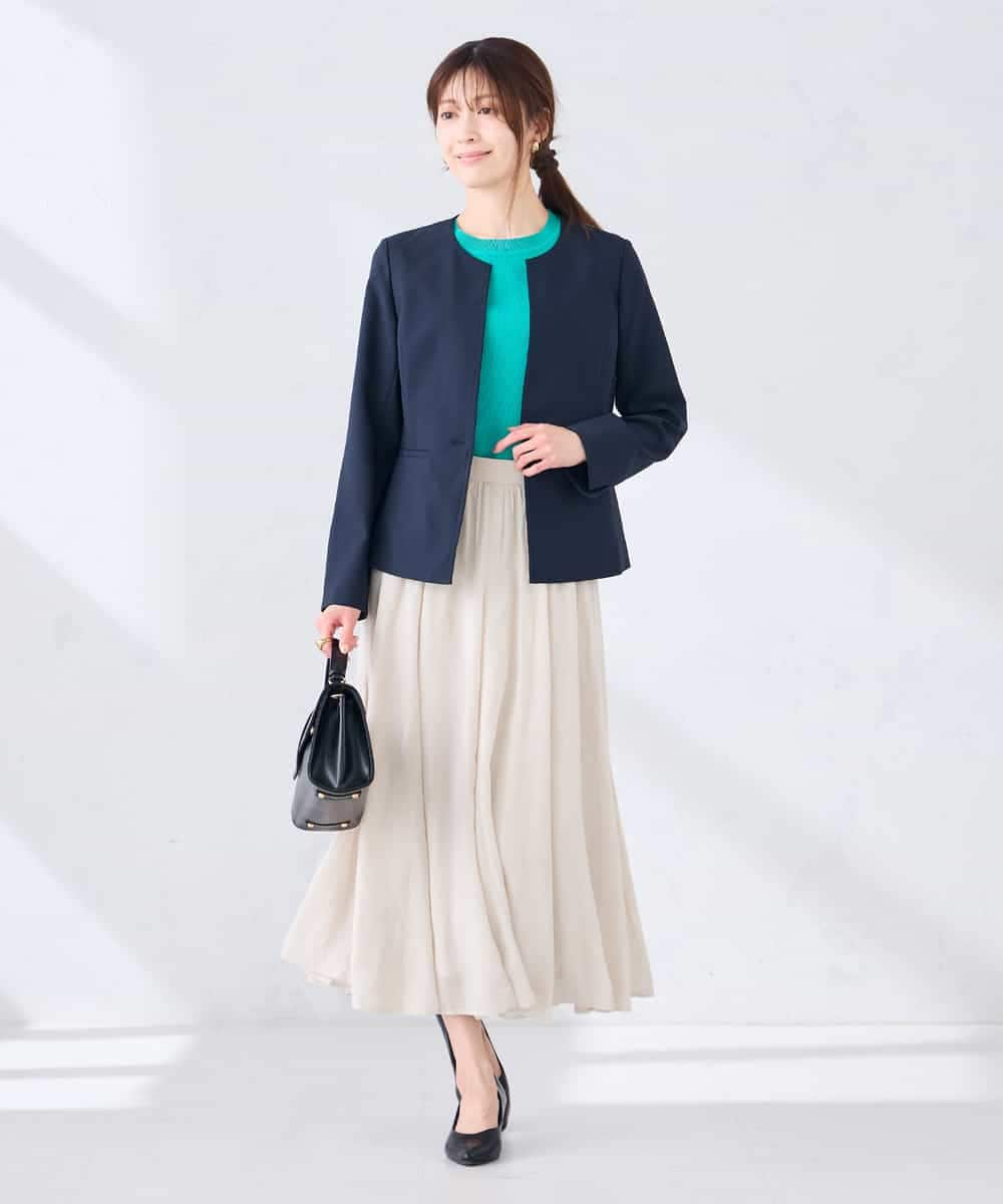 KBDGE31109 a.v.v(アー・ヴェ・ヴェ) 【接触冷感/イージーケア/UVカット/吸水速乾】サマーストレッチキーネックジャケット ネイビー