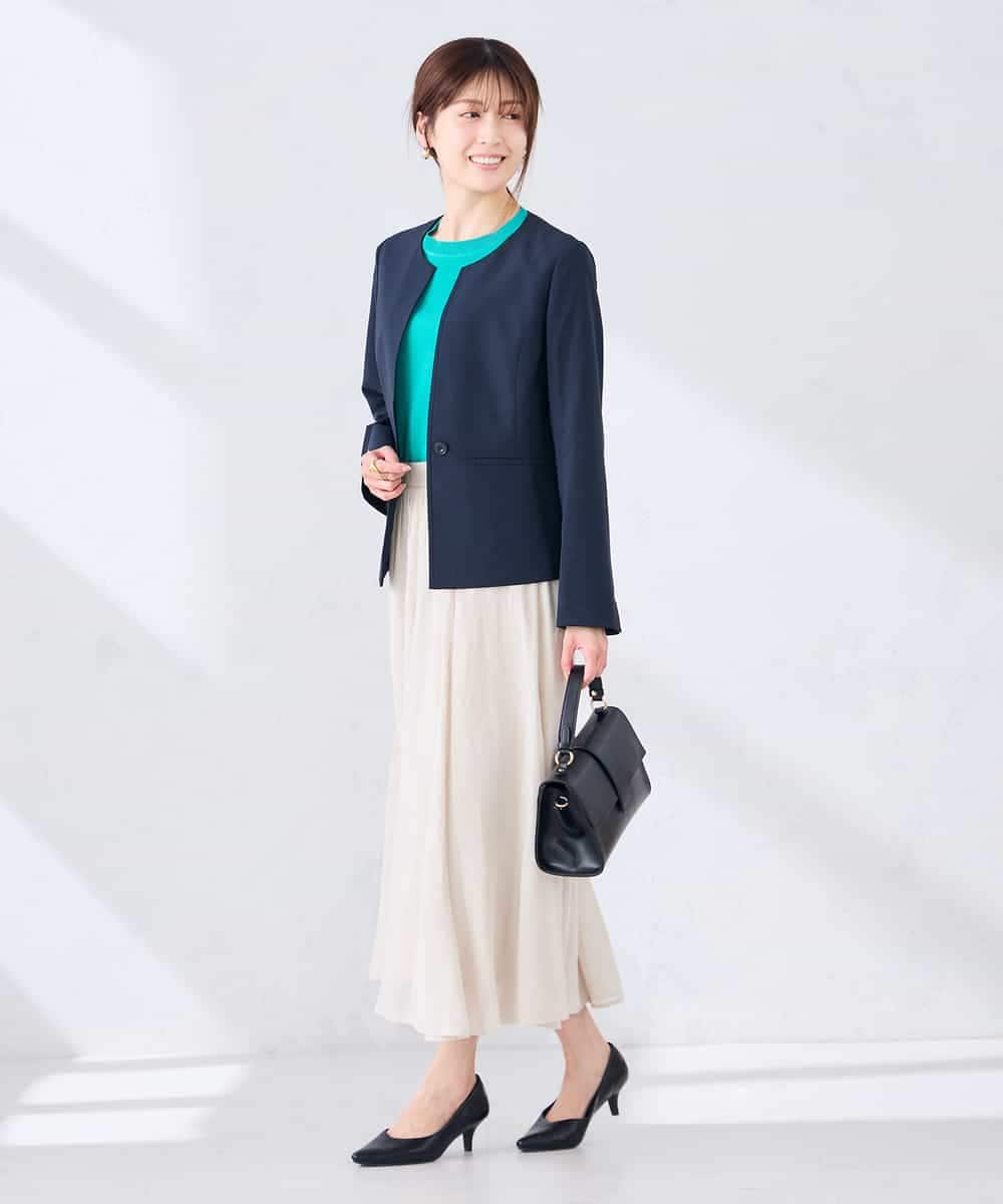 KBDGE31109 a.v.v(アー・ヴェ・ヴェ) 【接触冷感/イージーケア/UVカット/吸水速乾】サマーストレッチキーネックジャケット ネイビー