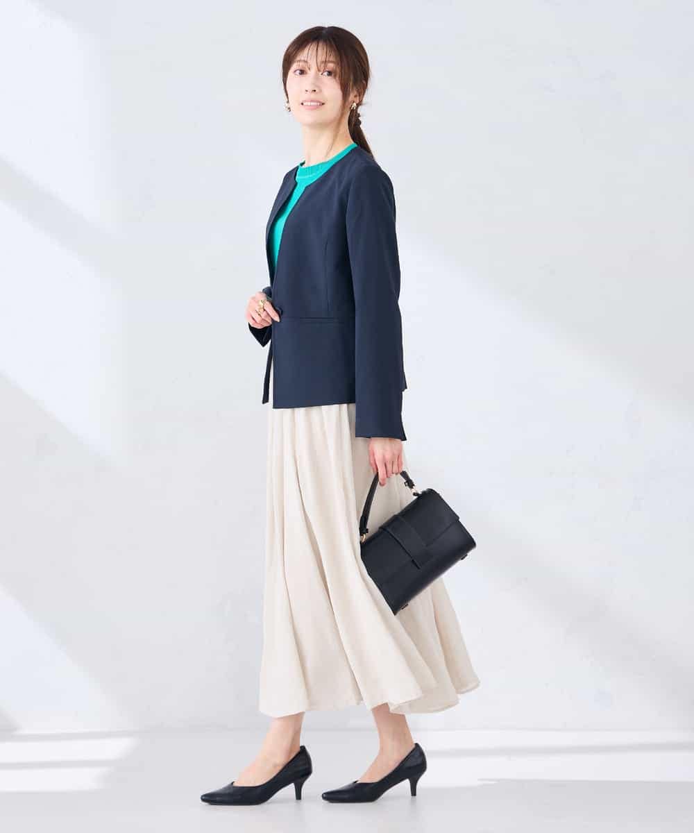 KBDGE31109 a.v.v(アー・ヴェ・ヴェ) 【接触冷感/イージーケア/UVカット/吸水速乾】サマーストレッチキーネックジャケット ネイビー