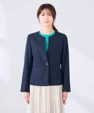 KBDGE31109 a.v.v(アー・ヴェ・ヴェ) 【接触冷感/イージーケア/UVカット/吸水速乾】サマーストレッチキーネックジャケット ネイビー