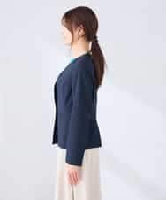 KBDGE31109 a.v.v(アー・ヴェ・ヴェ) 【接触冷感/イージーケア/UVカット/吸水速乾】サマーストレッチキーネックジャケット ネイビー