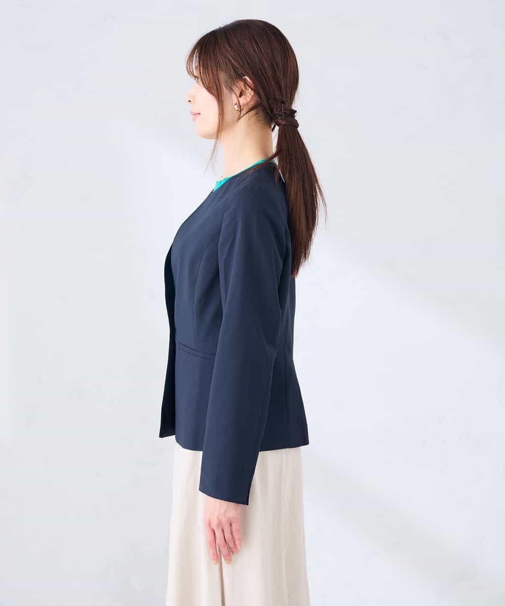 KBDGE31109 a.v.v(アー・ヴェ・ヴェ) 【接触冷感/イージーケア/UVカット/吸水速乾】サマーストレッチキーネックジャケット ネイビー