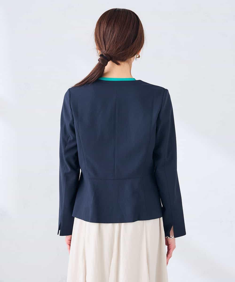 KBDGE31109 a.v.v(アー・ヴェ・ヴェ) 【接触冷感/イージーケア/UVカット/吸水速乾】サマーストレッチキーネックジャケット ネイビー