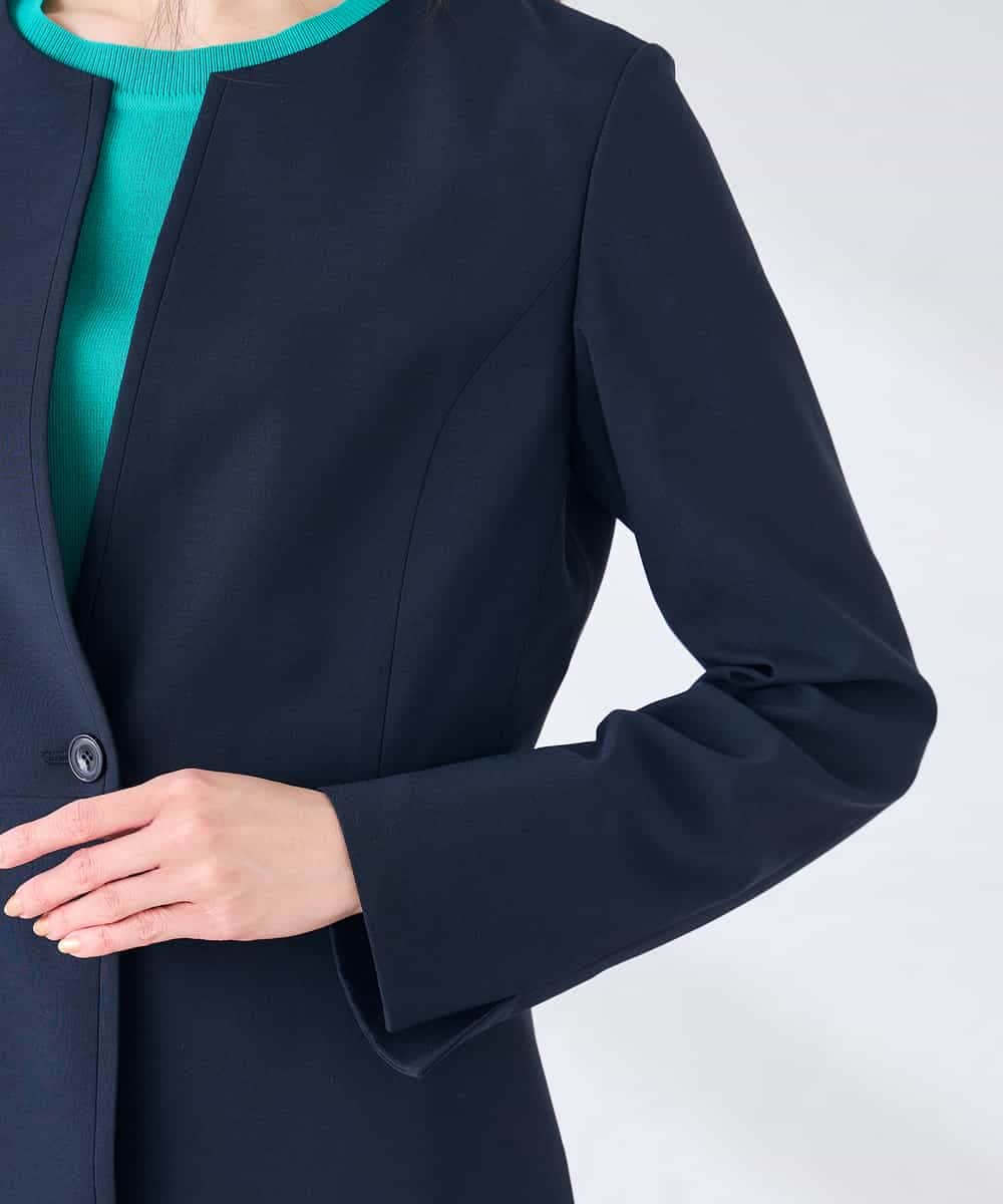 KBDGE31109 a.v.v(アー・ヴェ・ヴェ) 【接触冷感/イージーケア/UVカット/吸水速乾】サマーストレッチキーネックジャケット ネイビー