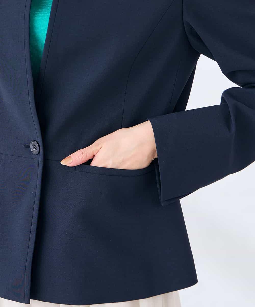 KBDGE31109 a.v.v(アー・ヴェ・ヴェ) 【接触冷感/イージーケア/UVカット/吸水速乾】サマーストレッチキーネックジャケット ネイビー