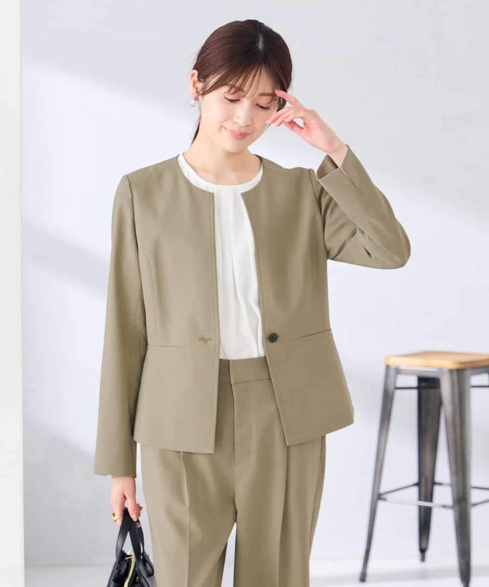 KBDGE31109 a.v.v(アー・ヴェ・ヴェ) 【接触冷感/イージーケア/UVカット/吸水速乾】サマーストレッチキーネックジャケット ネイビー