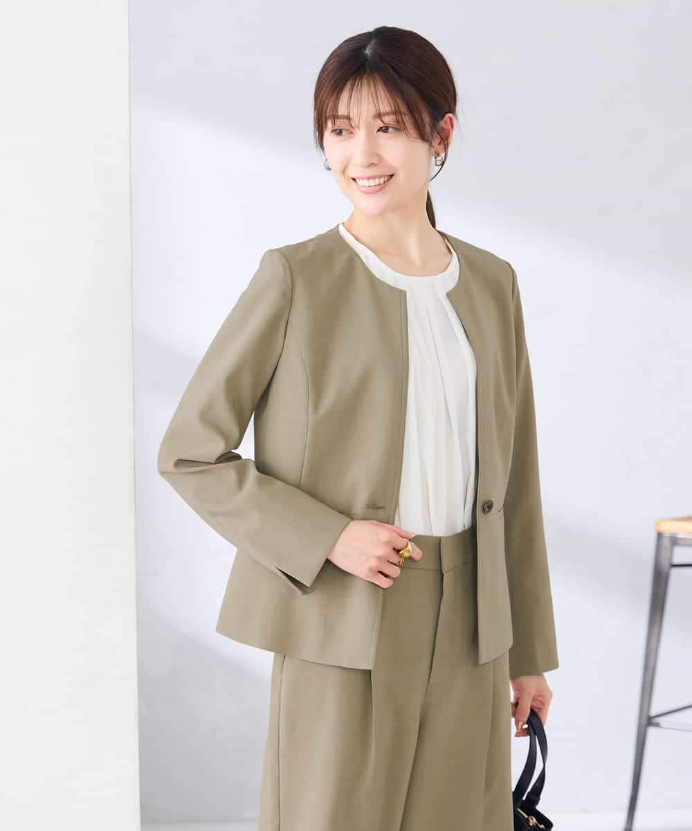 KBDGE31109 a.v.v(アー・ヴェ・ヴェ) 【接触冷感/イージーケア/UVカット/吸水速乾】サマーストレッチキーネックジャケット ネイビー