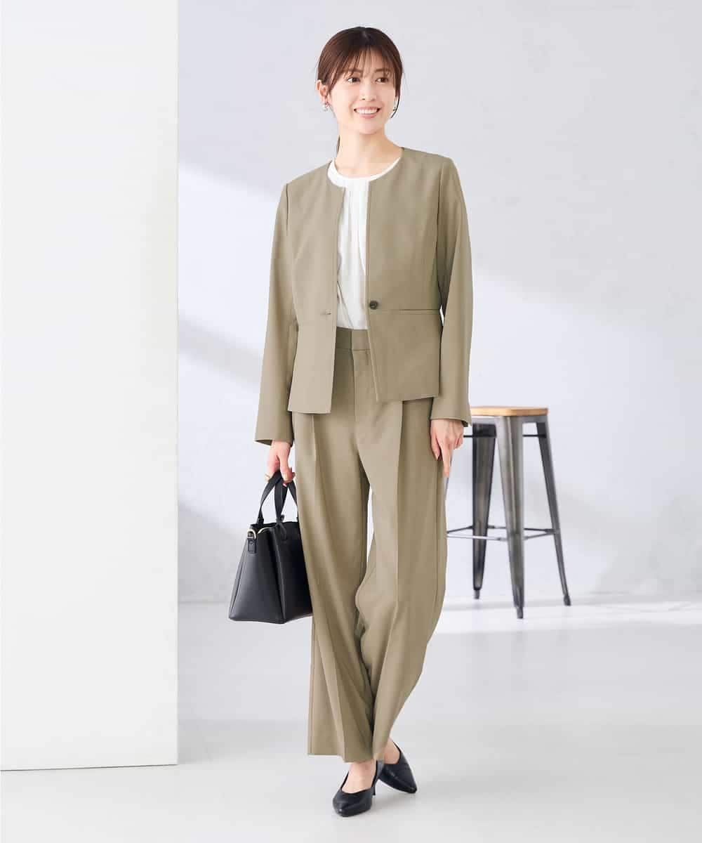 KBDGE31109 a.v.v(アー・ヴェ・ヴェ) 【接触冷感/イージーケア/UVカット/吸水速乾】サマーストレッチキーネックジャケット ネイビー