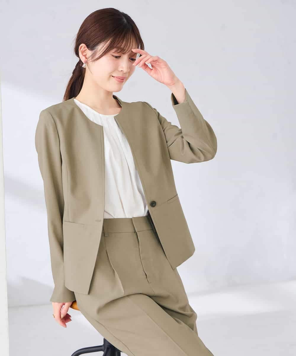 KBDGE31109 a.v.v(アー・ヴェ・ヴェ) 【接触冷感/イージーケア/UVカット/吸水速乾】サマーストレッチキーネックジャケット ネイビー