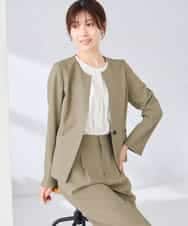 KBDGE31109 a.v.v(アー・ヴェ・ヴェ) 【接触冷感/イージーケア/UVカット/吸水速乾】サマーストレッチキーネックジャケット ネイビー