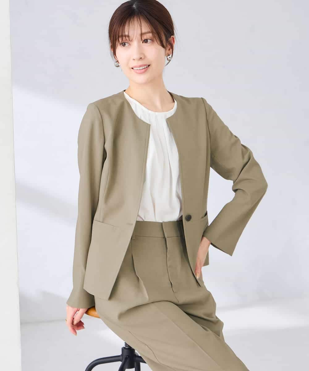 KBDGE31109 a.v.v(アー・ヴェ・ヴェ) 【接触冷感/イージーケア/UVカット/吸水速乾】サマーストレッチキーネックジャケット ネイビー