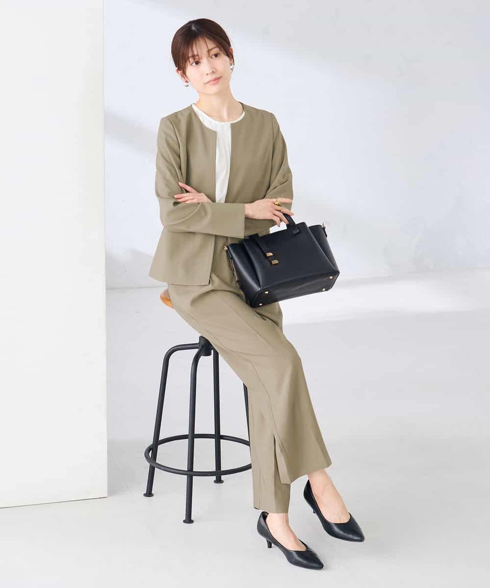 KBDGE31109 a.v.v(アー・ヴェ・ヴェ) 【接触冷感/イージーケア/UVカット/吸水速乾】サマーストレッチキーネックジャケット ネイビー