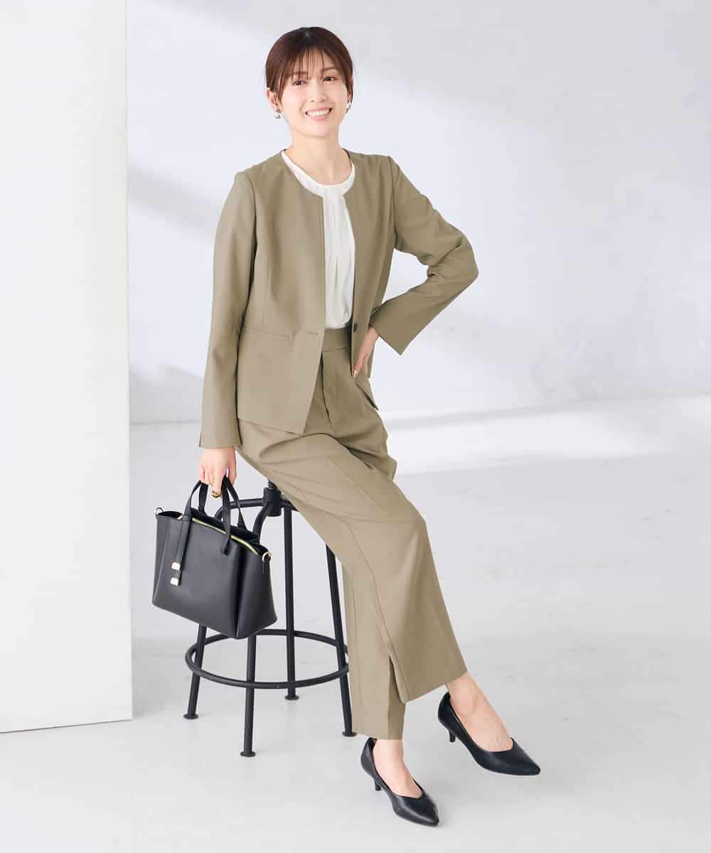 KBDGE31109 a.v.v(アー・ヴェ・ヴェ) 【接触冷感/イージーケア/UVカット/吸水速乾】サマーストレッチキーネックジャケット ネイビー