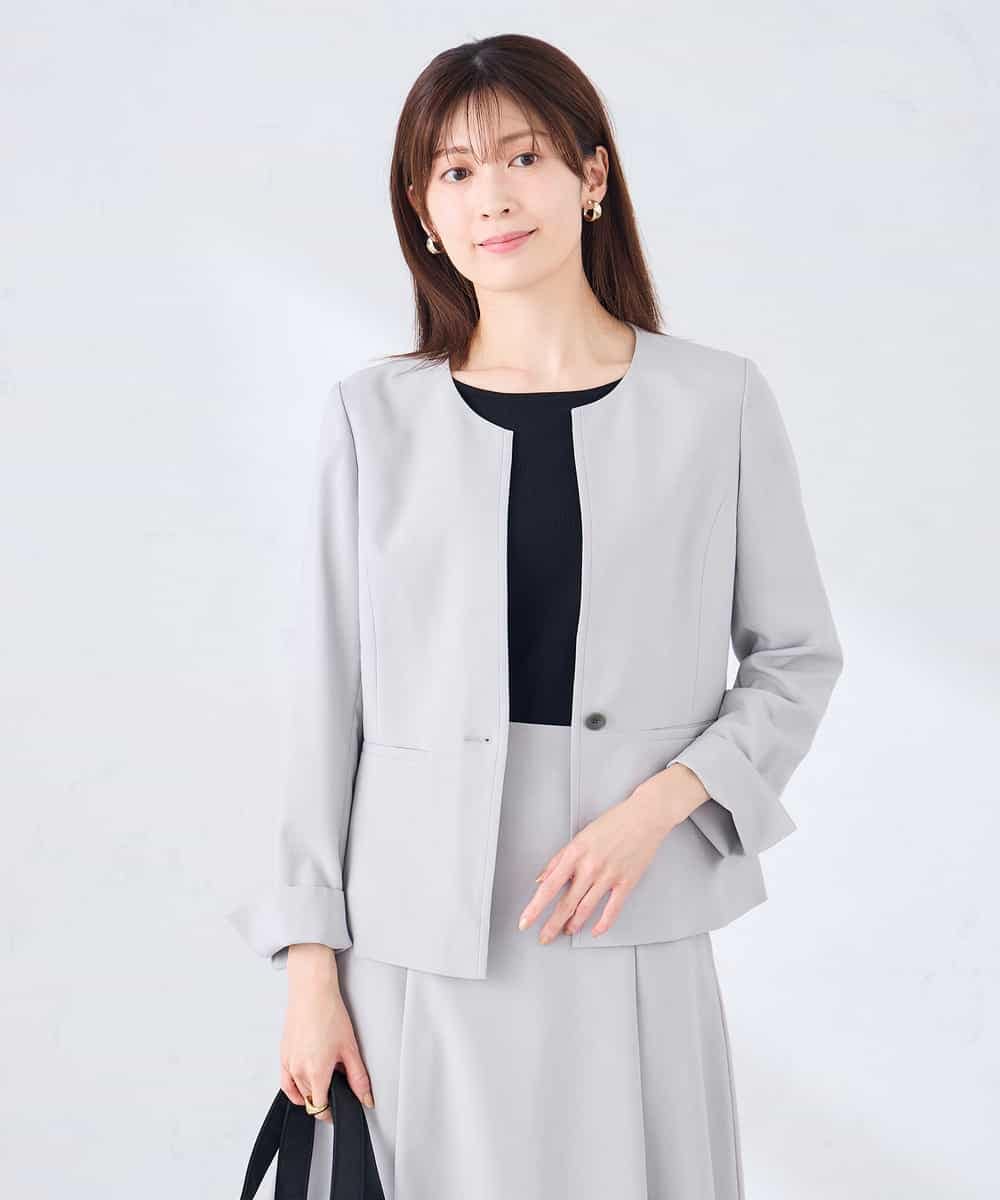 KBDGE31109 a.v.v(アー・ヴェ・ヴェ) 【接触冷感/イージーケア/UVカット/吸水速乾】サマーストレッチキーネックジャケット ネイビー