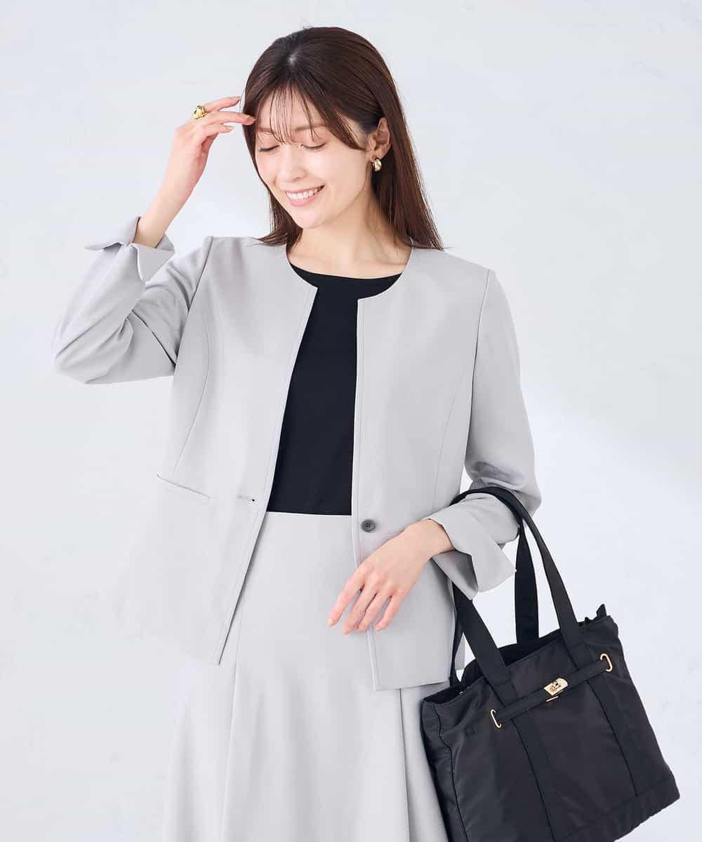 KBDGE31109 a.v.v(アー・ヴェ・ヴェ) 【接触冷感/イージーケア/UVカット/吸水速乾】サマーストレッチキーネックジャケット ネイビー