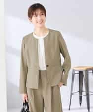 KBDGE31109 a.v.v(アー・ヴェ・ヴェ) 【接触冷感/イージーケア/UVカット/吸水速乾】サマーストレッチキーネックジャケット ベージュ