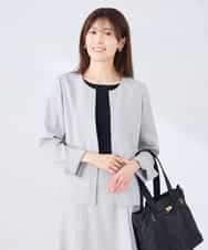 KBDGE31109 a.v.v(アー・ヴェ・ヴェ) 【接触冷感/イージーケア/UVカット/吸水速乾】サマーストレッチキーネックジャケット ライトグレー