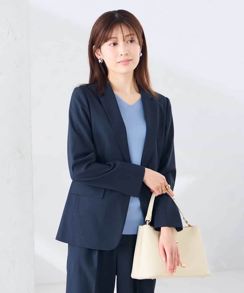 KBDGE32109 a.v.v(アー・ヴェ・ヴェ) 【接触冷感/イージーケア/UVカット/吸水速乾】サマーストレッチテーラードジャケット ネイビー