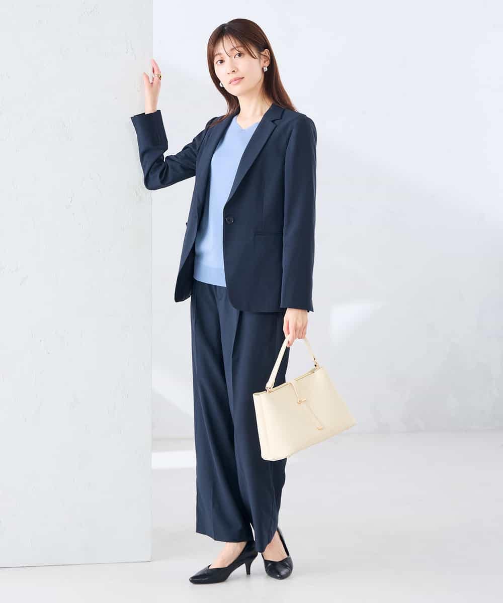 KBDGE32109 a.v.v(アー・ヴェ・ヴェ) 【接触冷感/イージーケア/UVカット/吸水速乾】サマーストレッチテーラードジャケット ネイビー