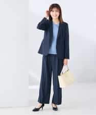 KBDGE32109 a.v.v(アー・ヴェ・ヴェ) 【接触冷感/イージーケア/UVカット/吸水速乾】サマーストレッチテーラードジャケット ネイビー