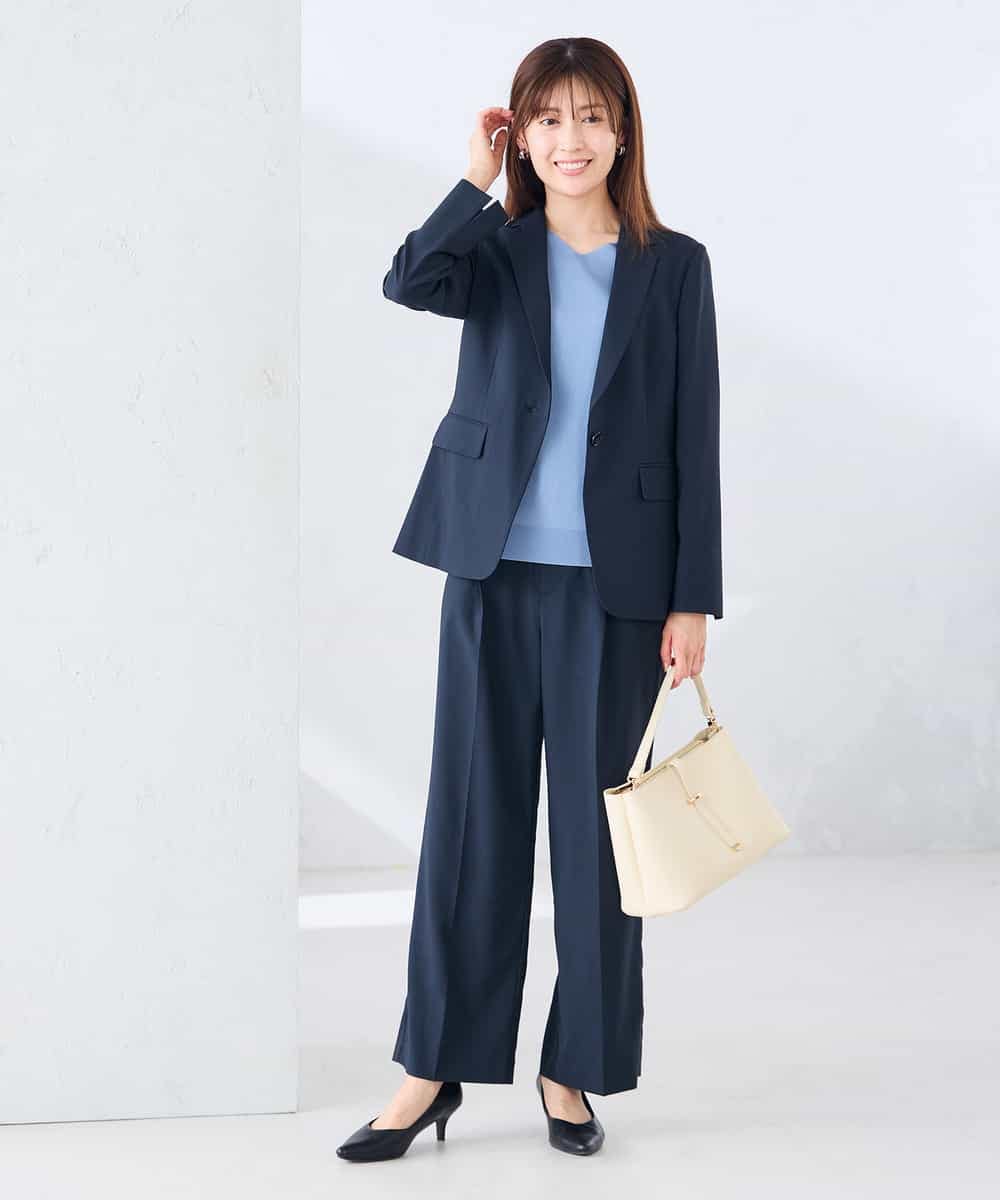 KBDGE32109 a.v.v(アー・ヴェ・ヴェ) 【接触冷感/イージーケア/UVカット/吸水速乾】サマーストレッチテーラードジャケット ネイビー