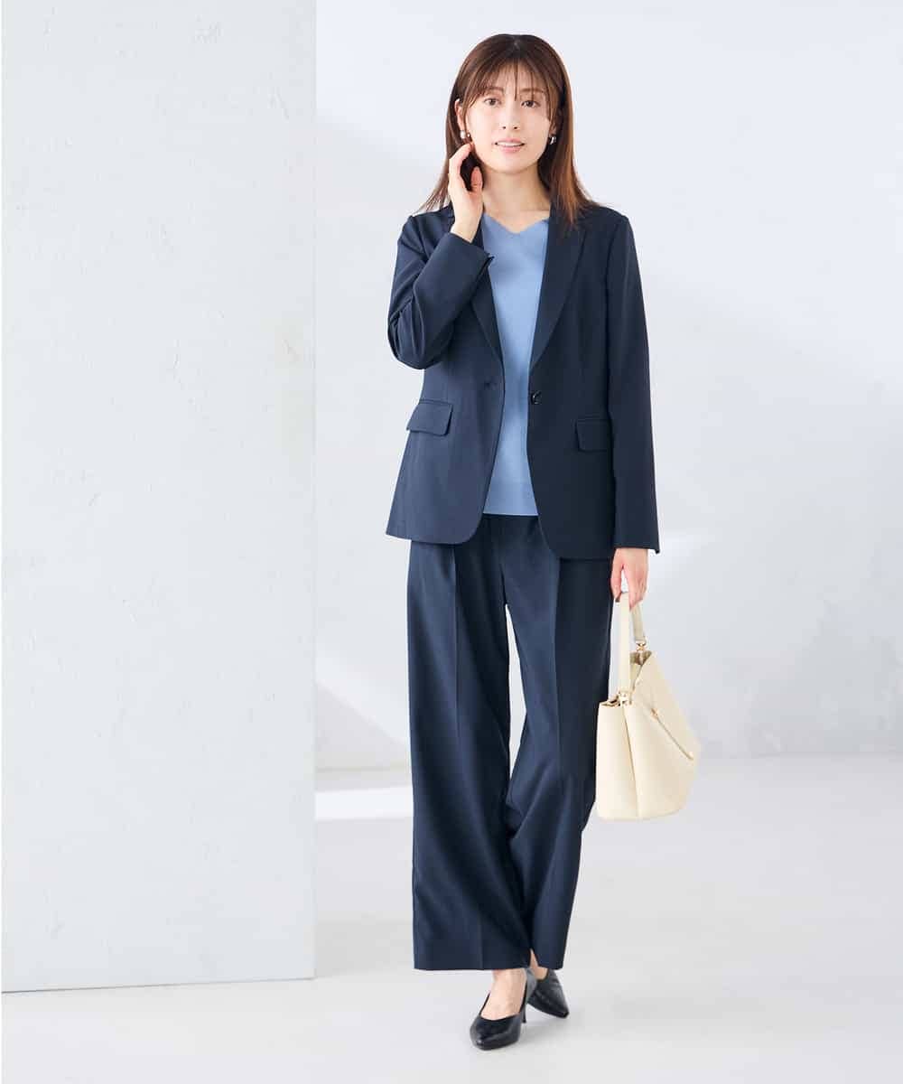 KBDGE32109 a.v.v(アー・ヴェ・ヴェ) 【接触冷感/イージーケア/UVカット/吸水速乾】サマーストレッチテーラードジャケット ネイビー