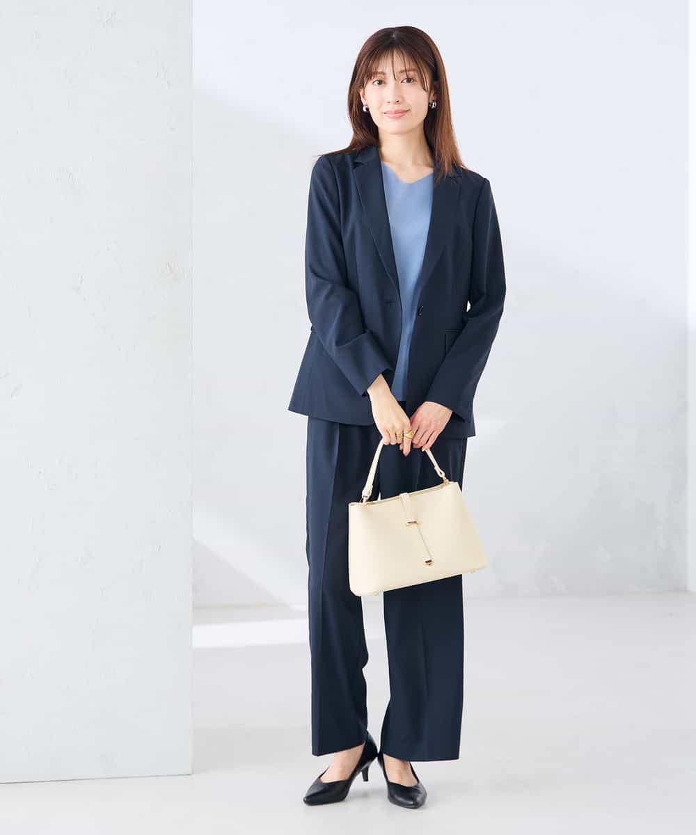 KBDGE32109 a.v.v(アー・ヴェ・ヴェ) 【接触冷感/イージーケア/UVカット/吸水速乾】サマーストレッチテーラードジャケット ネイビー